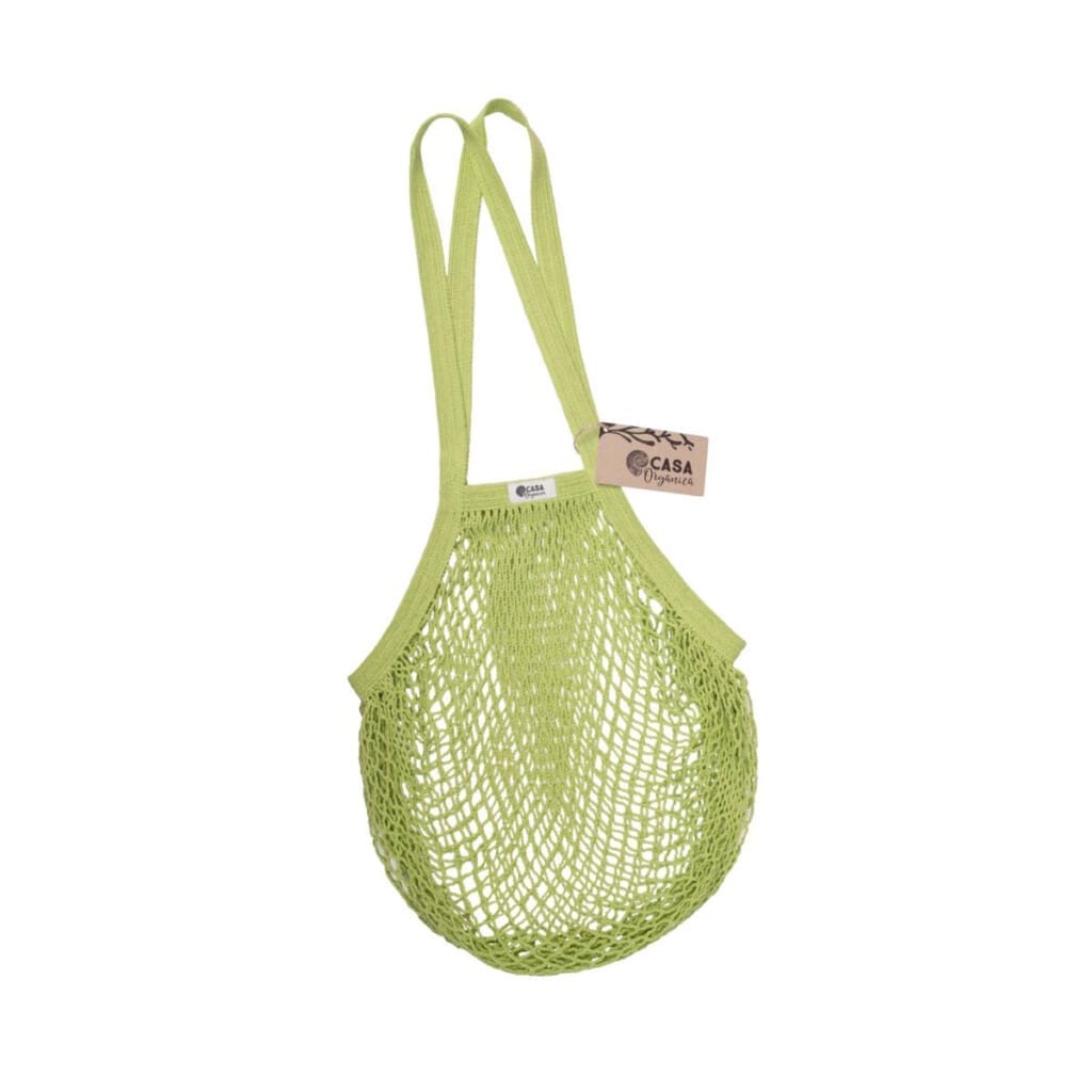 Τσάντα δίχτυ με μακριά λαβή από βιολογικό βαμβάκι - Lime - Casa Organica