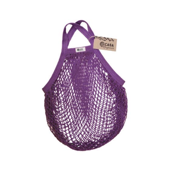 Τσάντα δίχτυ για ψώνια με κοντή λαβή από βιολογικό βαμβάκι - Blackberry - Casa Organica