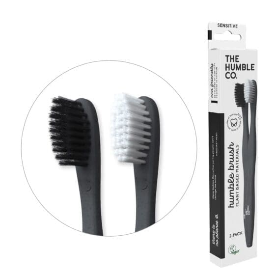 Humble οδοντόβουρτσες ενηλίκων φυτικής βάσης Sensitive ΣΕΤ 2τμχ (Άσπρο,Μαύρο)