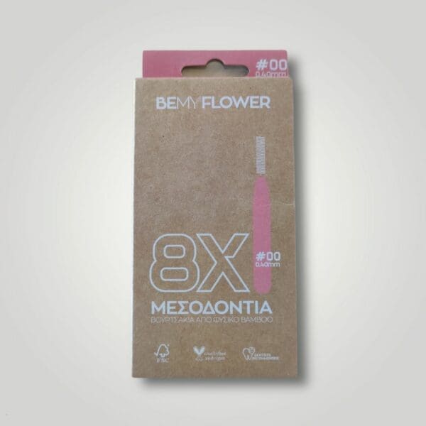 Bemyflower μεσοδόντια από φυσικό μπαμπού Pink 0.40mm