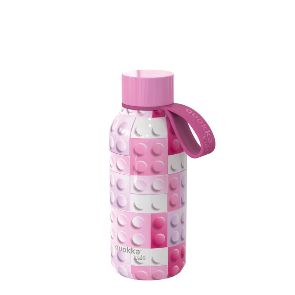 Quokka Kids Solid Pink Bricks Μπουκάλι Θερμός με λουράκι 0.33lt