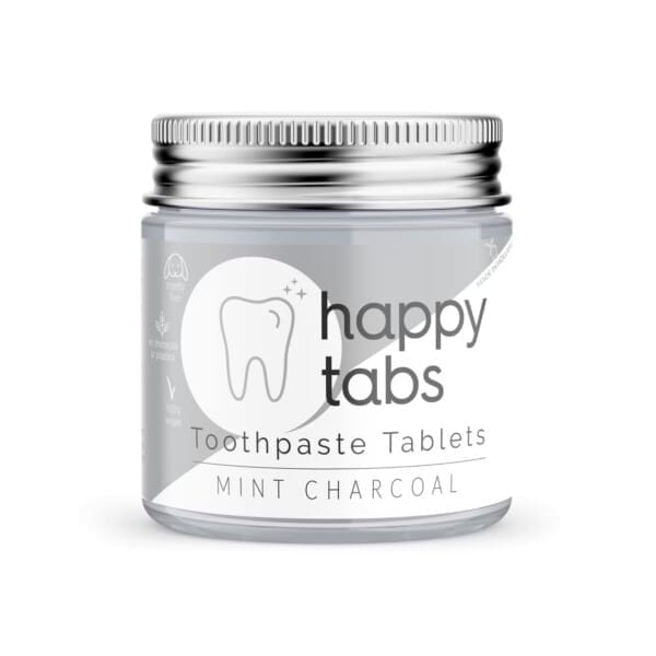 Happy Tabs δισκία οδοντόκρεμας Mint Charcoal (χωρίς φθόριο) 80 tabs