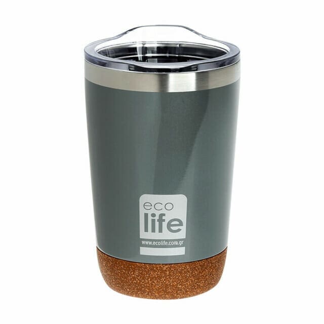 Ecolife θερμός Light Grey (cork bottom) coffee thermos 370ml | Διάφανο καπάκι
