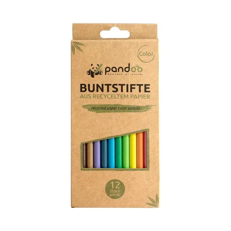 Pandoo coloured pencils from recycled newspapers SET 12pcs