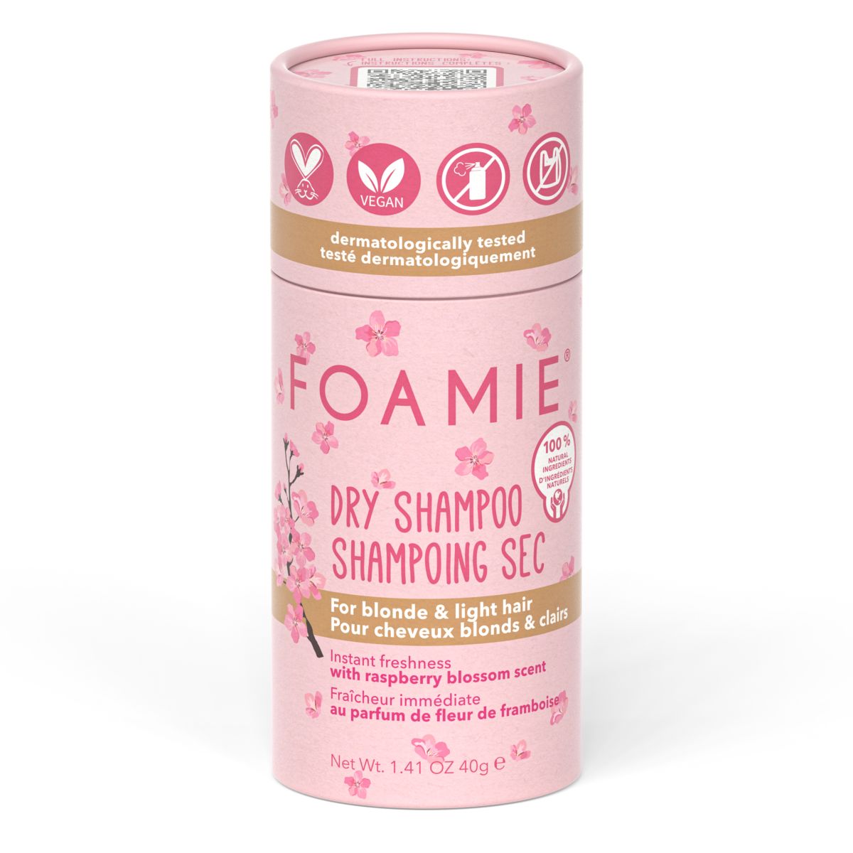 FOAMIE Dry shampoo in powder form – Berry Blonde, for light hair.