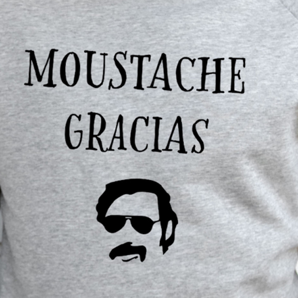 Ανδρικό tshirt – Moustache Gracias – γκρί από 100% οργανικό βαμβάκι