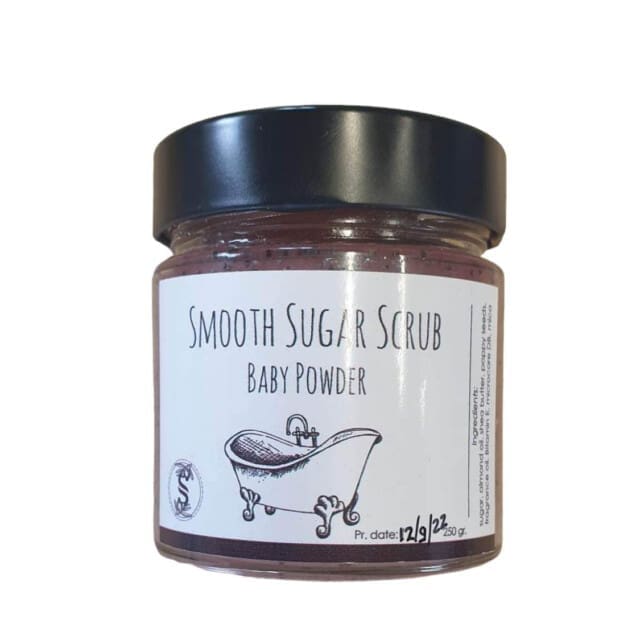 Savvina's Soaps Smooth Sugar Scrub Baby Powder 250gr