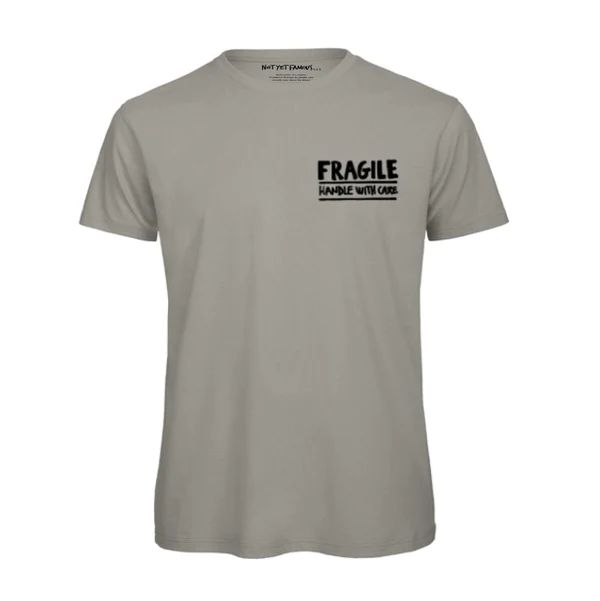 t-shirt από οργανικό βαμβάκι γυναικείο Fragile Handle with care Γκρι